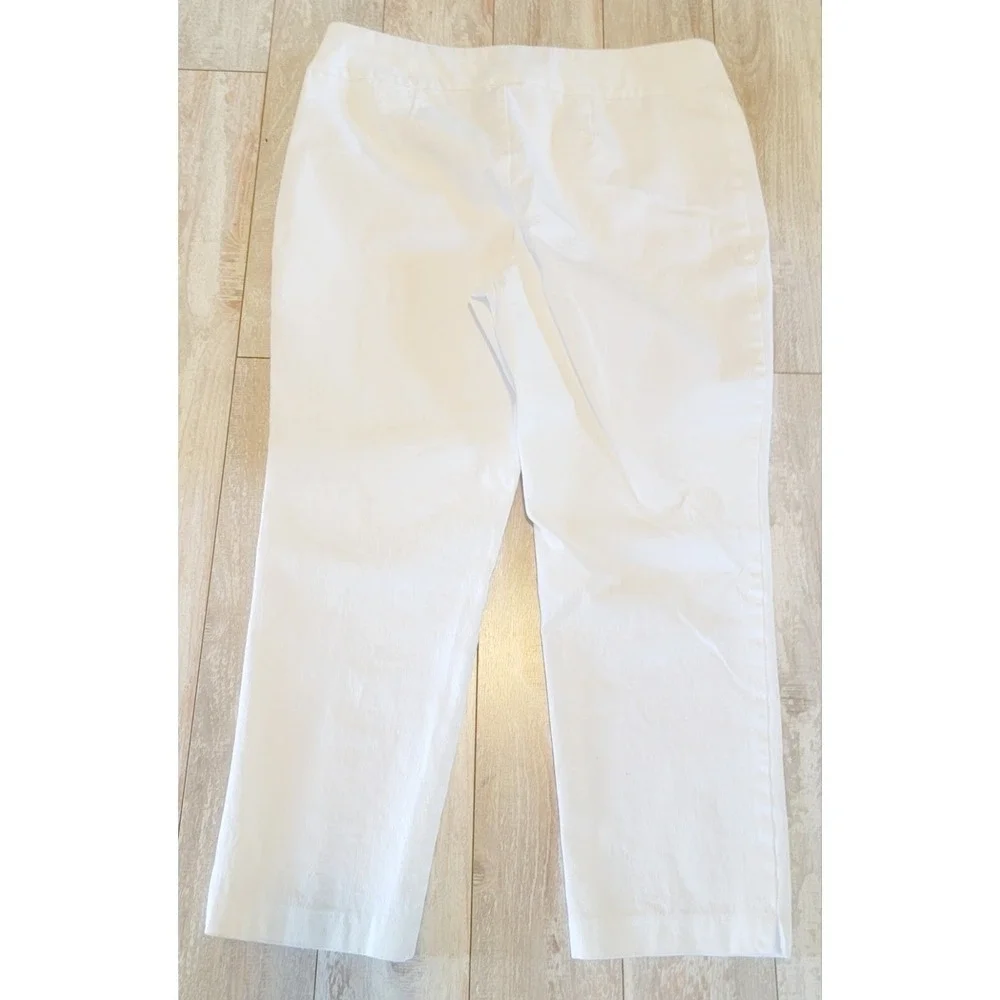 Chico's‎ 2 Fabulously Slimming Ankle Pants White Cotton Spandex  Large NWOT - Picture 6 of 10